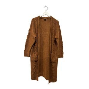 Brown Size Large XL Fuzzy Cardigan with Pockets Travel Office Business Casual